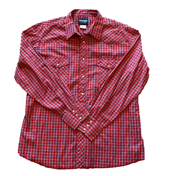 Wrangler Other - Wrangler Mens XL Western Red Plaid Long Sleeve Button Down Shirt